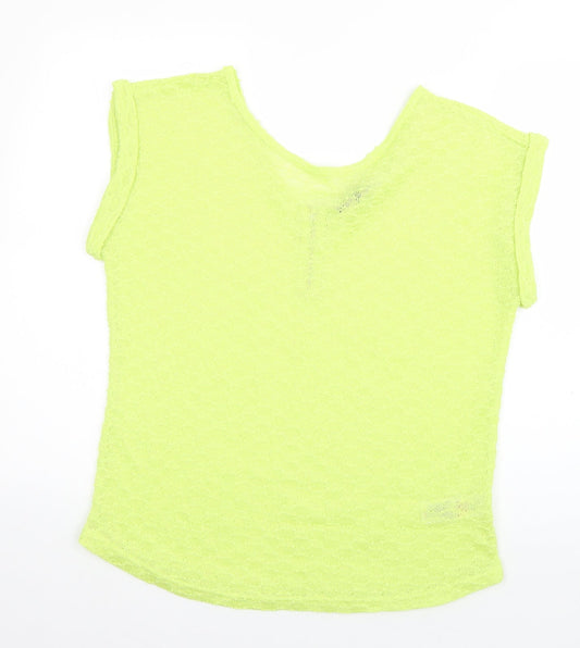 New Look Womens Green  Polyester Basic T-Shirt Size 14 Scoop Neck