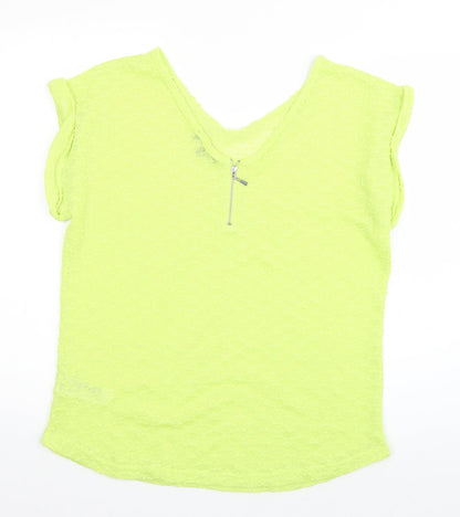 New Look Womens Green  Polyester Basic T-Shirt Size 14 Scoop Neck