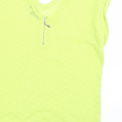 New Look Womens Green  Polyester Basic T-Shirt Size 14 Scoop Neck