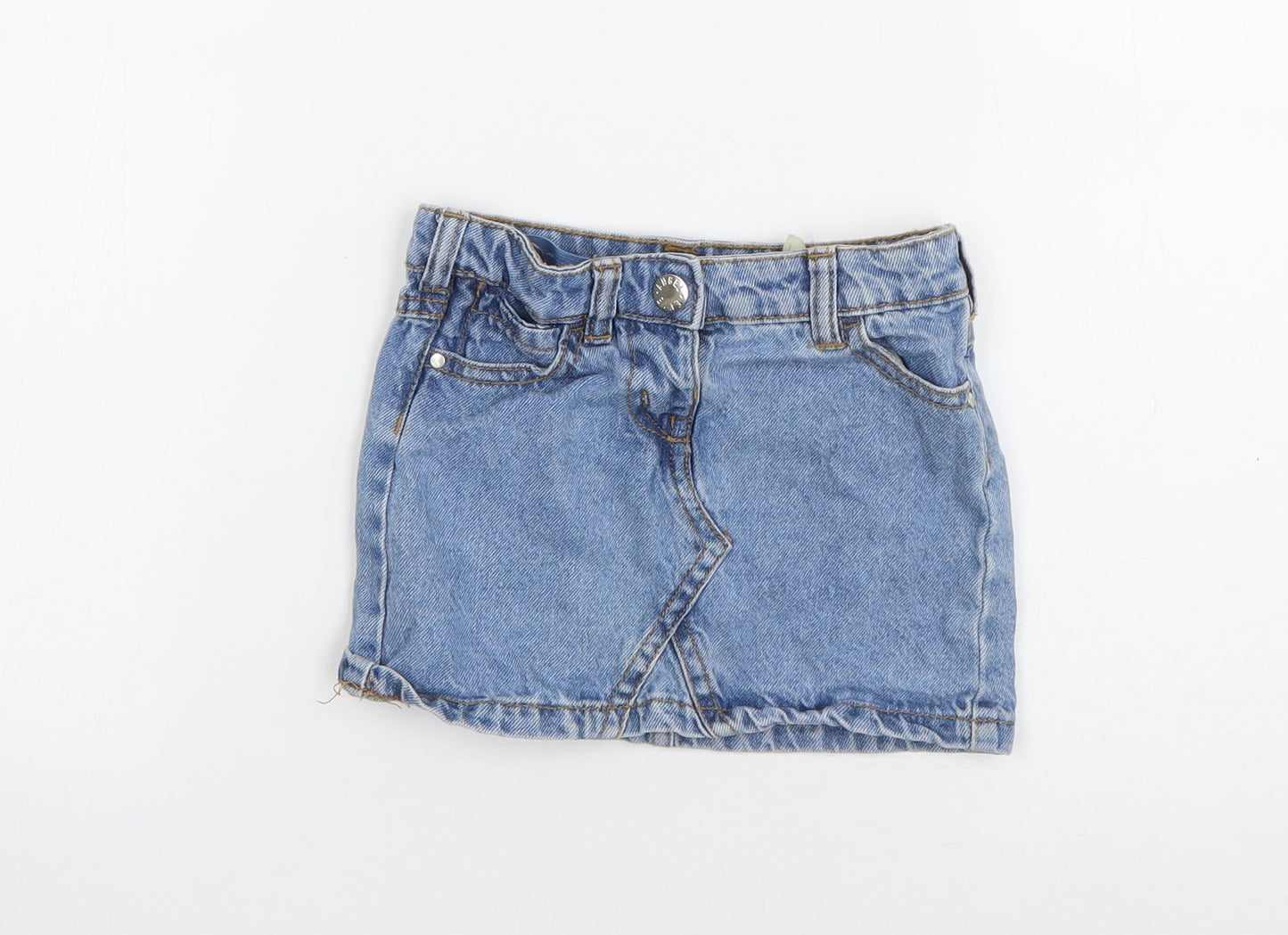denim 365 Girls Blue  Cotton Mini Skirt Size 2-3 Years  Regular Snap