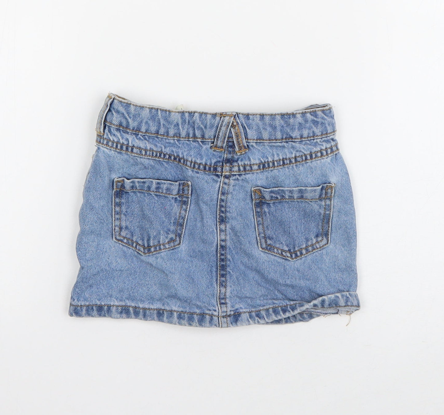 denim 365 Girls Blue  Cotton Mini Skirt Size 2-3 Years  Regular Snap