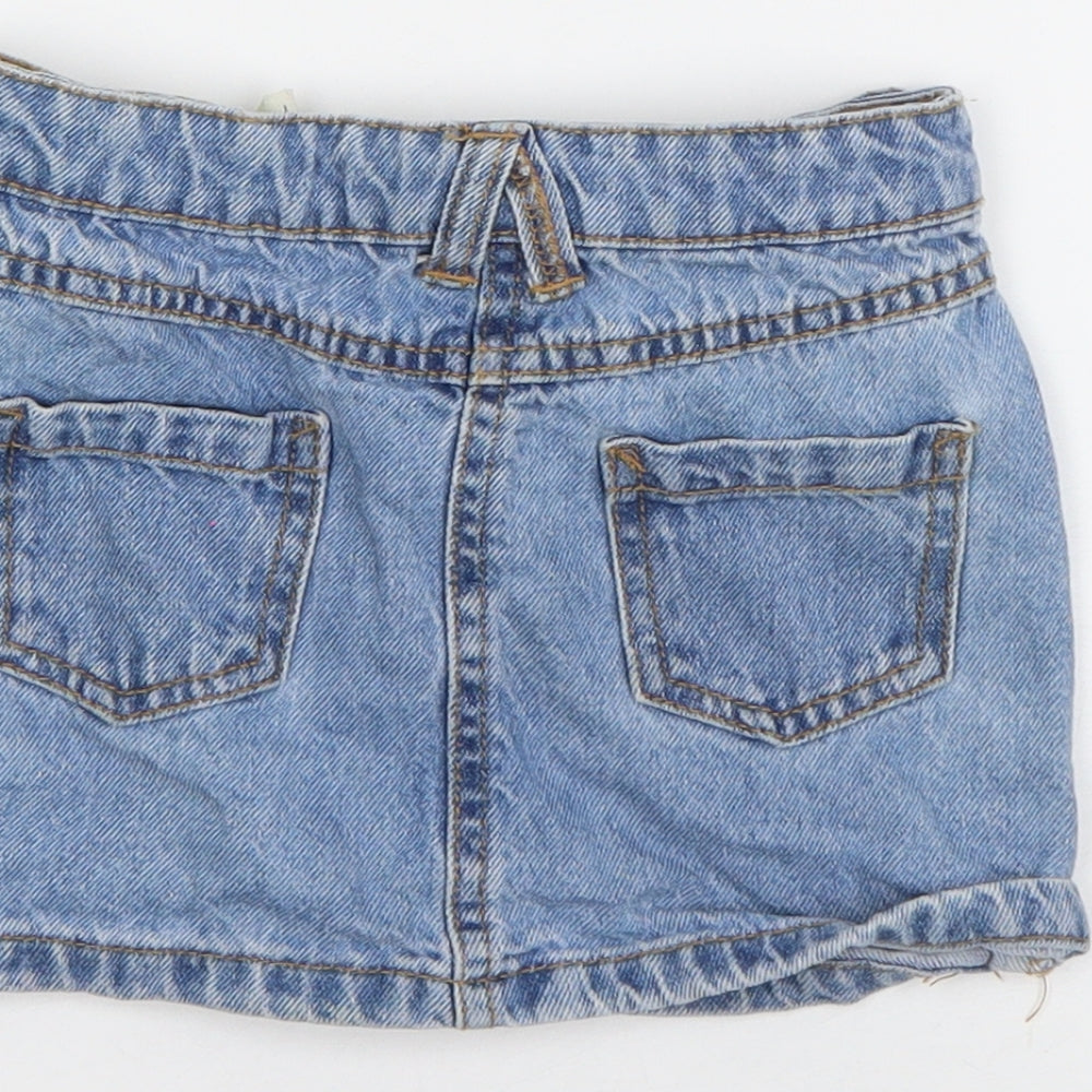 denim 365 Girls Blue  Cotton Mini Skirt Size 2-3 Years  Regular Snap
