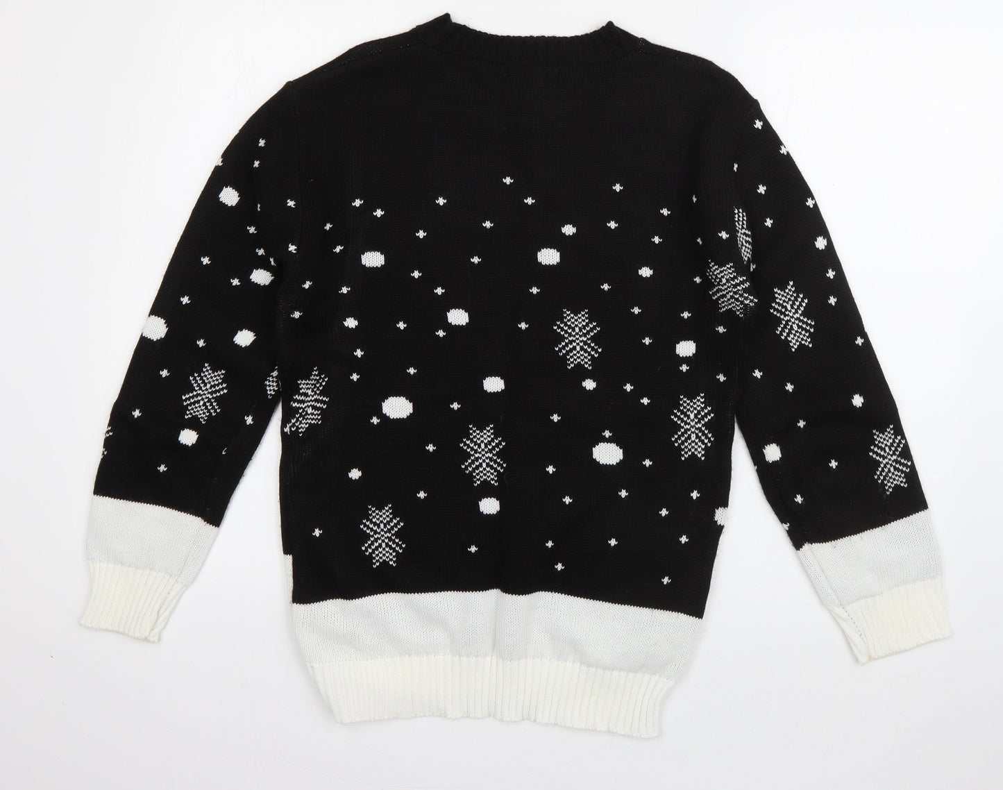 Alessandra Saroshi Mens Black Crew Neck  Acrylic Pullover Jumper Size M   - Rudolph