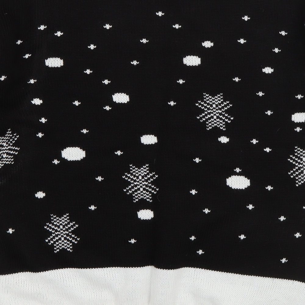 Alessandra Saroshi Mens Black Crew Neck  Acrylic Pullover Jumper Size M   - Rudolph