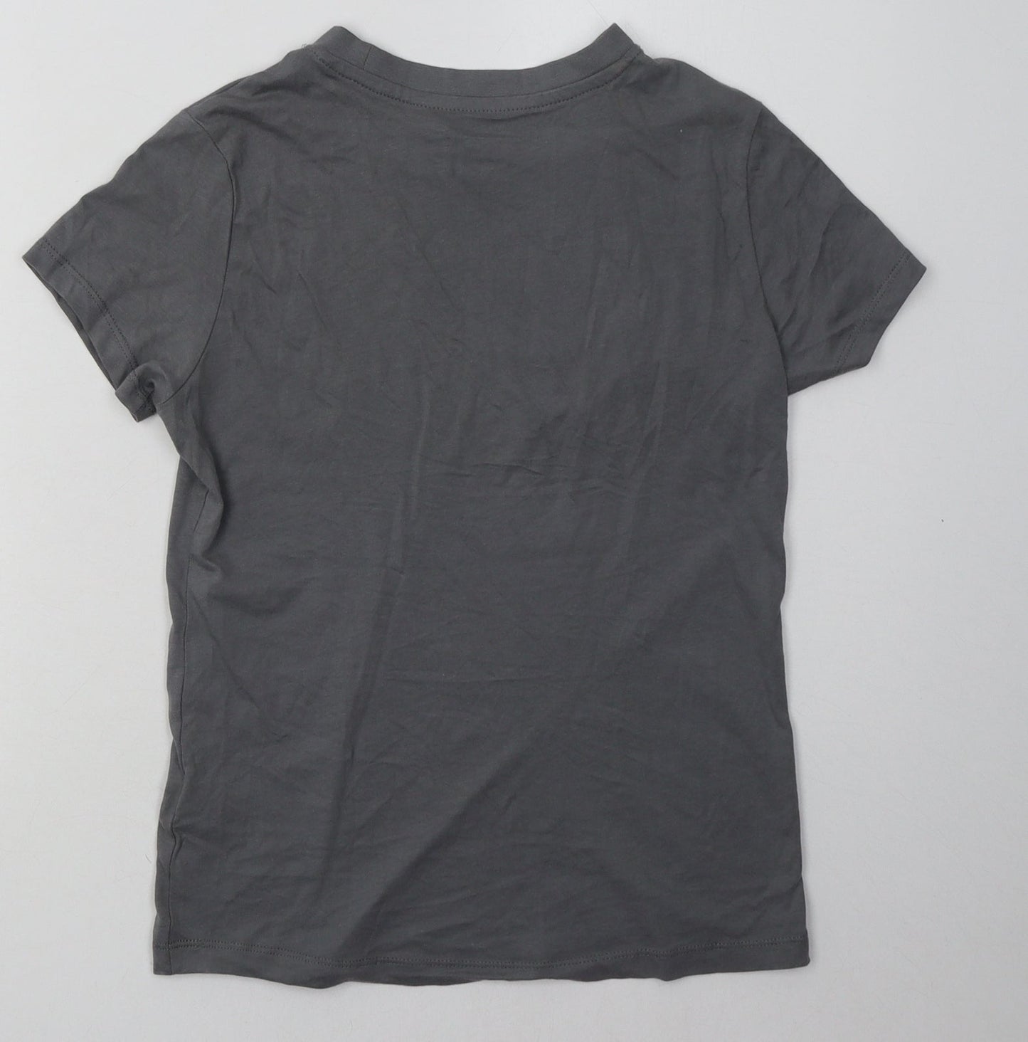 Primark Womens Grey  Cotton Basic T-Shirt Size 4 Crew Neck - Believe in yourself