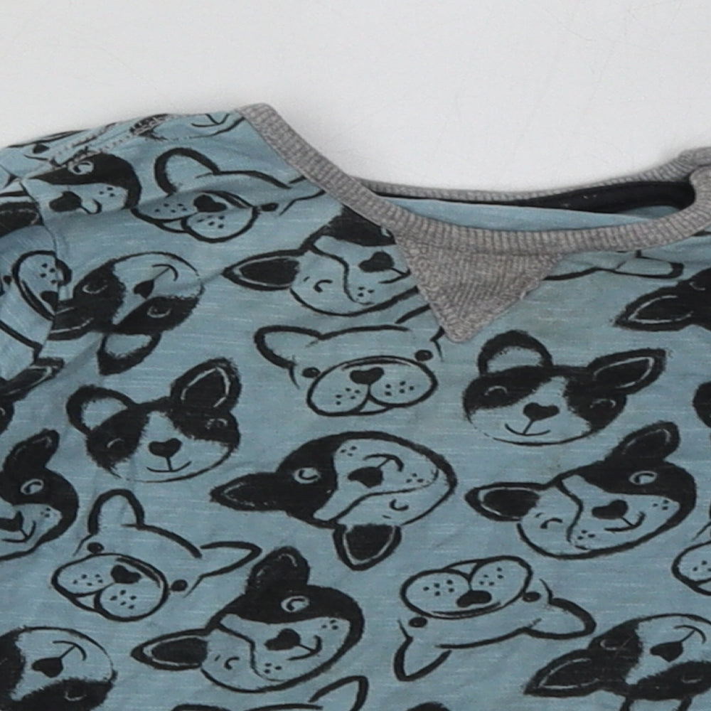 George Baby Blue Animal Print Cotton Basic Casual Size 9-12 Months Crew Neck Buckle - Dog Print