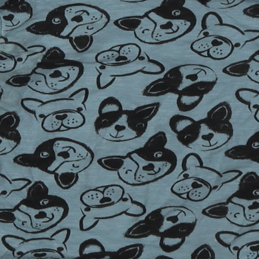 George Baby Blue Animal Print Cotton Basic Casual Size 9-12 Months Crew Neck Buckle - Dog Print
