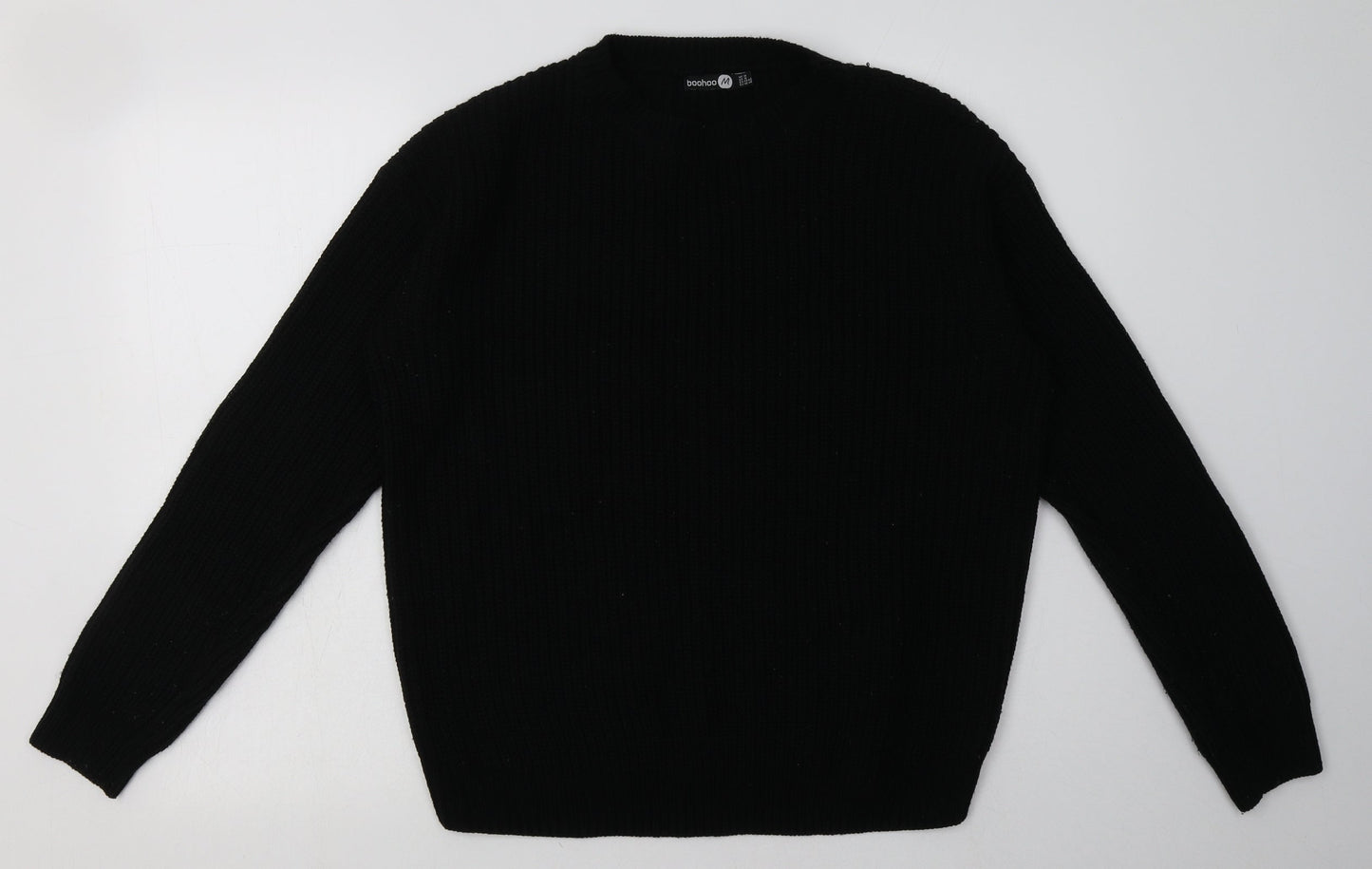 Boohoo Womens Black  Acrylic Pullover Sweatshirt Size 14  Pullover