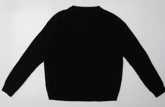 Boohoo Womens Black  Acrylic Pullover Sweatshirt Size 14  Pullover
