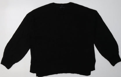 Additional front view of New Look women’s black acrylic pullover sweatshirt, size L, pullover