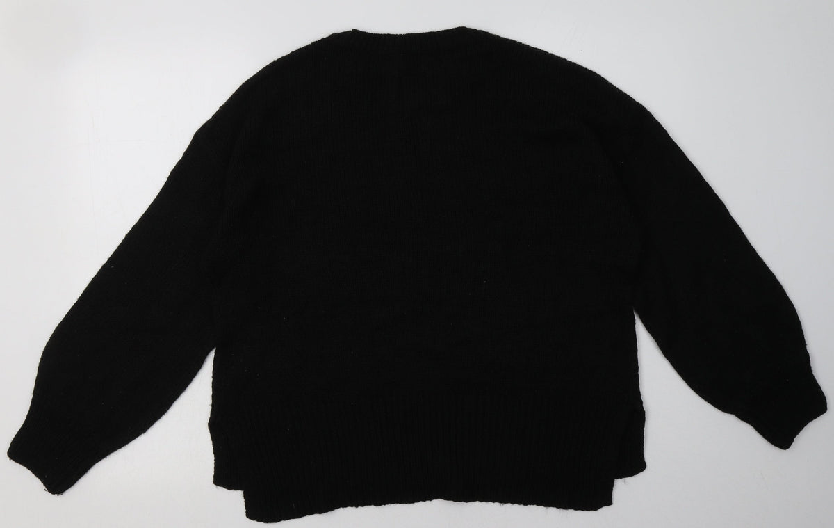 Back view of New Look women’s black acrylic pullover sweatshirt, size L, pullover