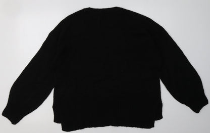 Back view of New Look women’s black acrylic pullover sweatshirt, size L, pullover
