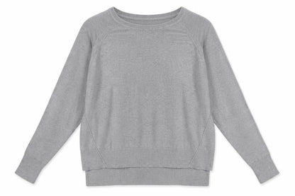 Front view of Zara women’s grey viscose pullover sweatshirt, size M, pullover