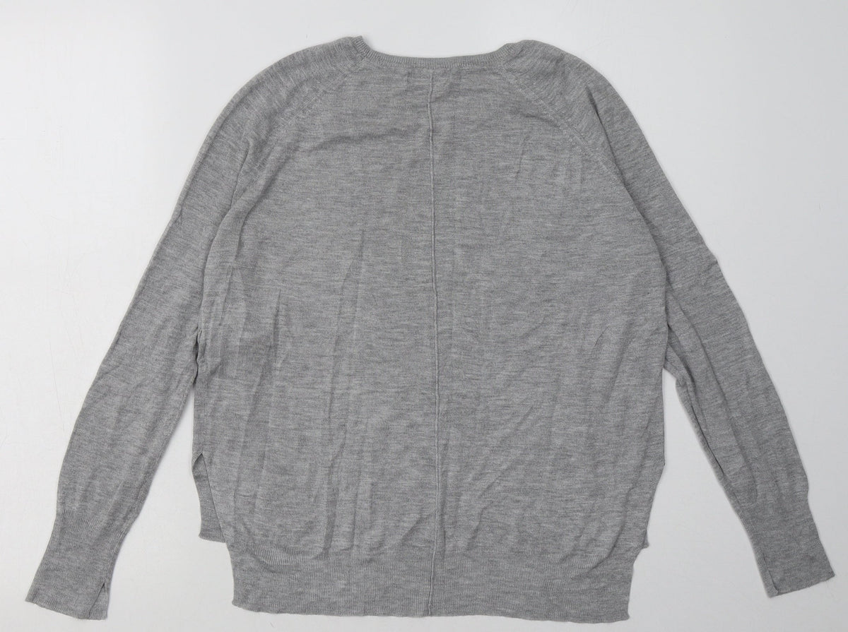 Back view of Zara women’s grey viscose pullover sweatshirt, size M, pullover