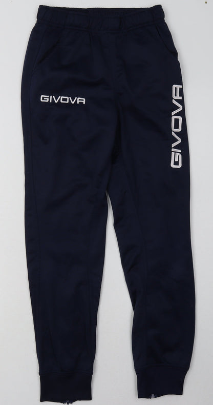 Givova Mens Blue  Polyester Jogger Trousers Size XS L28 in Regular