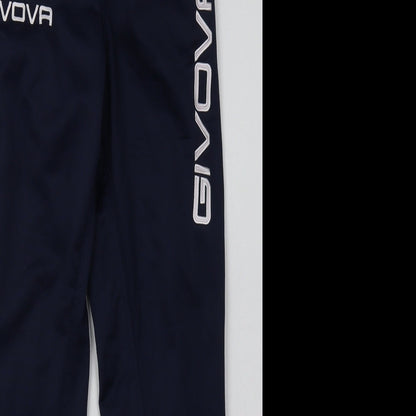 Givova Mens Blue  Polyester Jogger Trousers Size XS L28 in Regular
