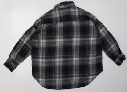 Primark Womens Grey Check Polyester Basic Button-Up Size 6 Collared