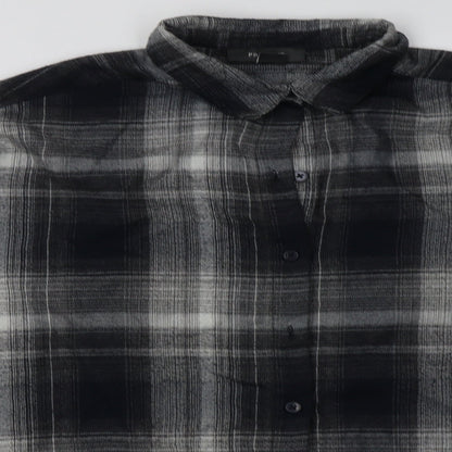 Primark Womens Grey Check Polyester Basic Button-Up Size 6 Collared