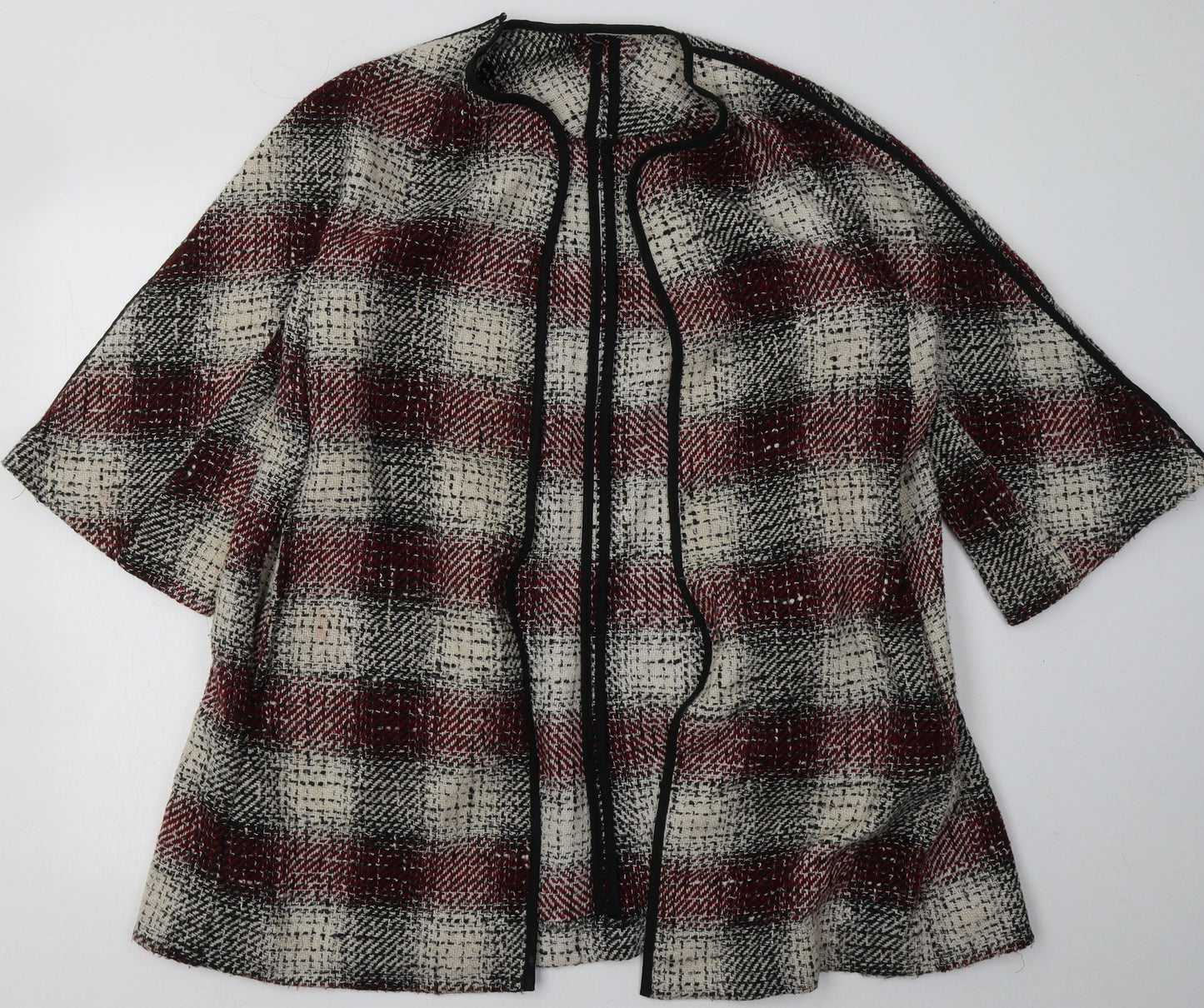 ASOS Womens Red V-Neck Check Acrylic Cardigan Jumper Size 8