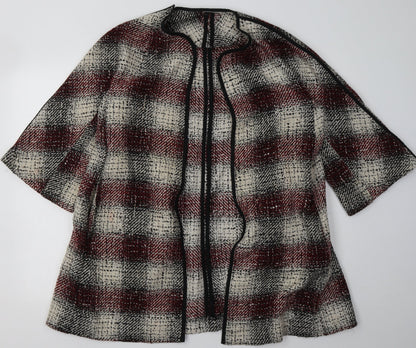 ASOS Womens Red V-Neck Check Acrylic Cardigan Jumper Size 8