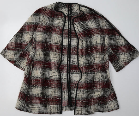 ASOS Womens Red V-Neck Check Acrylic Cardigan Jumper Size 8