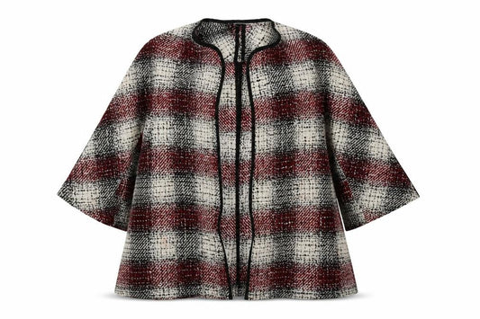 ASOS Womens Red V-Neck Check Acrylic Cardigan Jumper Size 8
