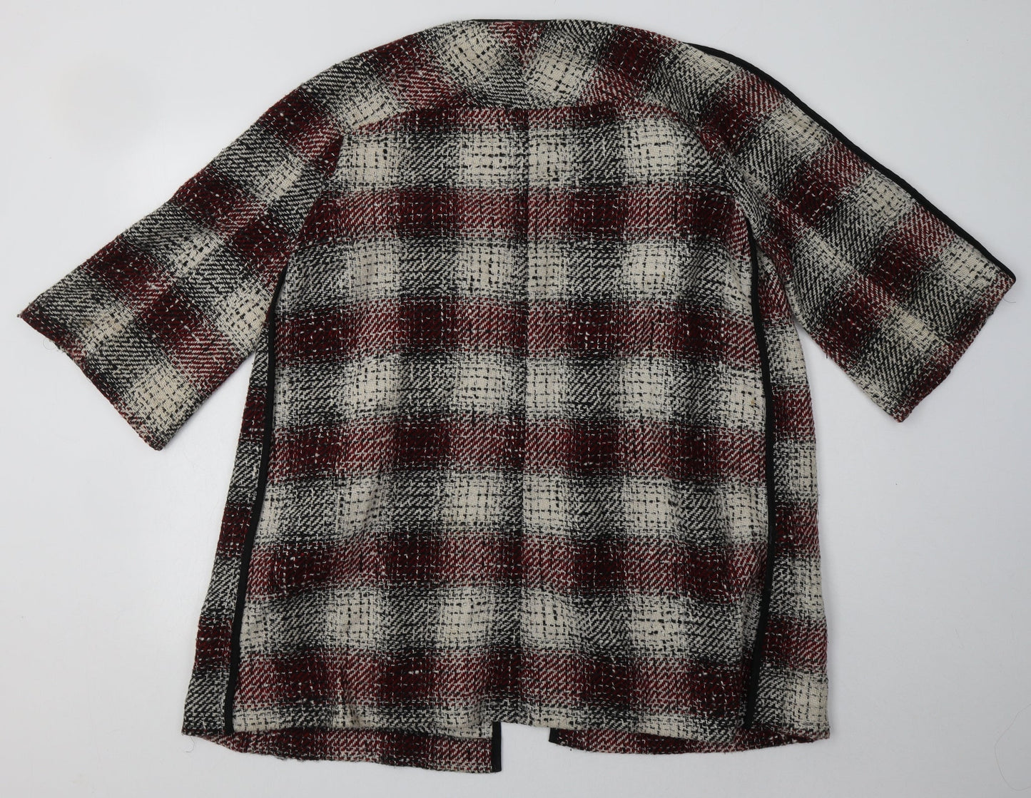 ASOS Womens Red V-Neck Check Acrylic Cardigan Jumper Size 8
