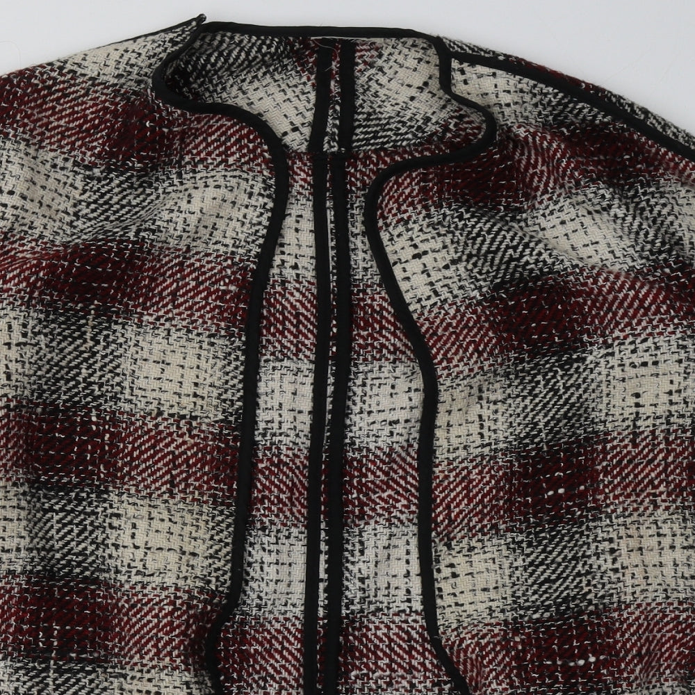 ASOS Womens Red V-Neck Check Acrylic Cardigan Jumper Size 8