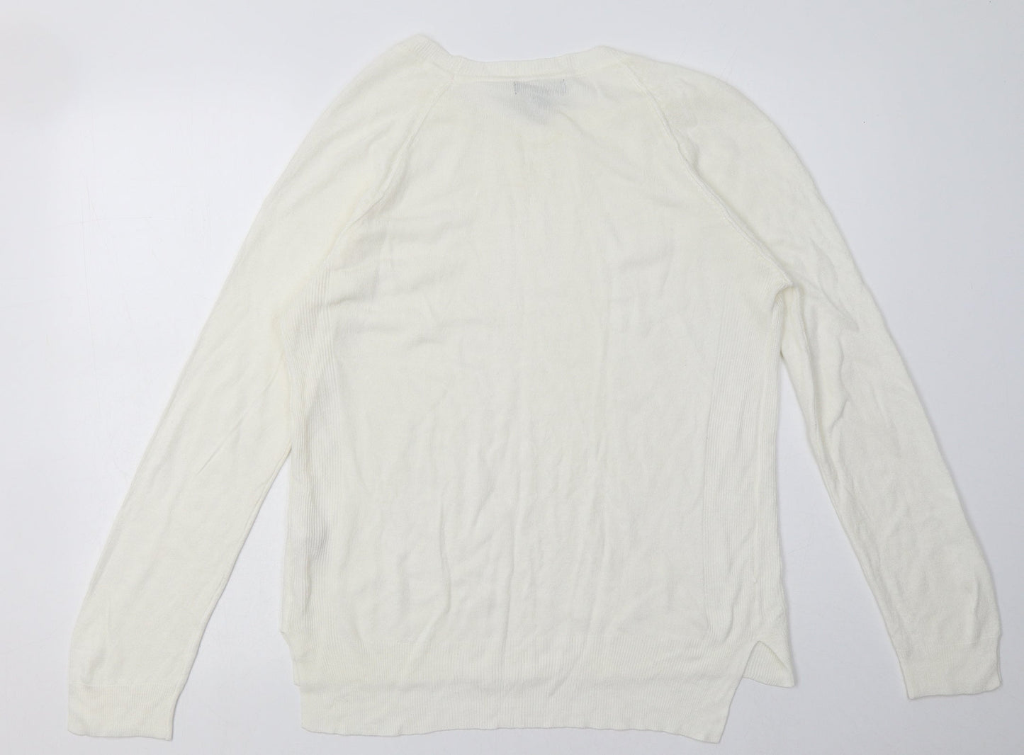 Primark Womens White  Acrylic Pullover Sweatshirt Size 16  Pullover