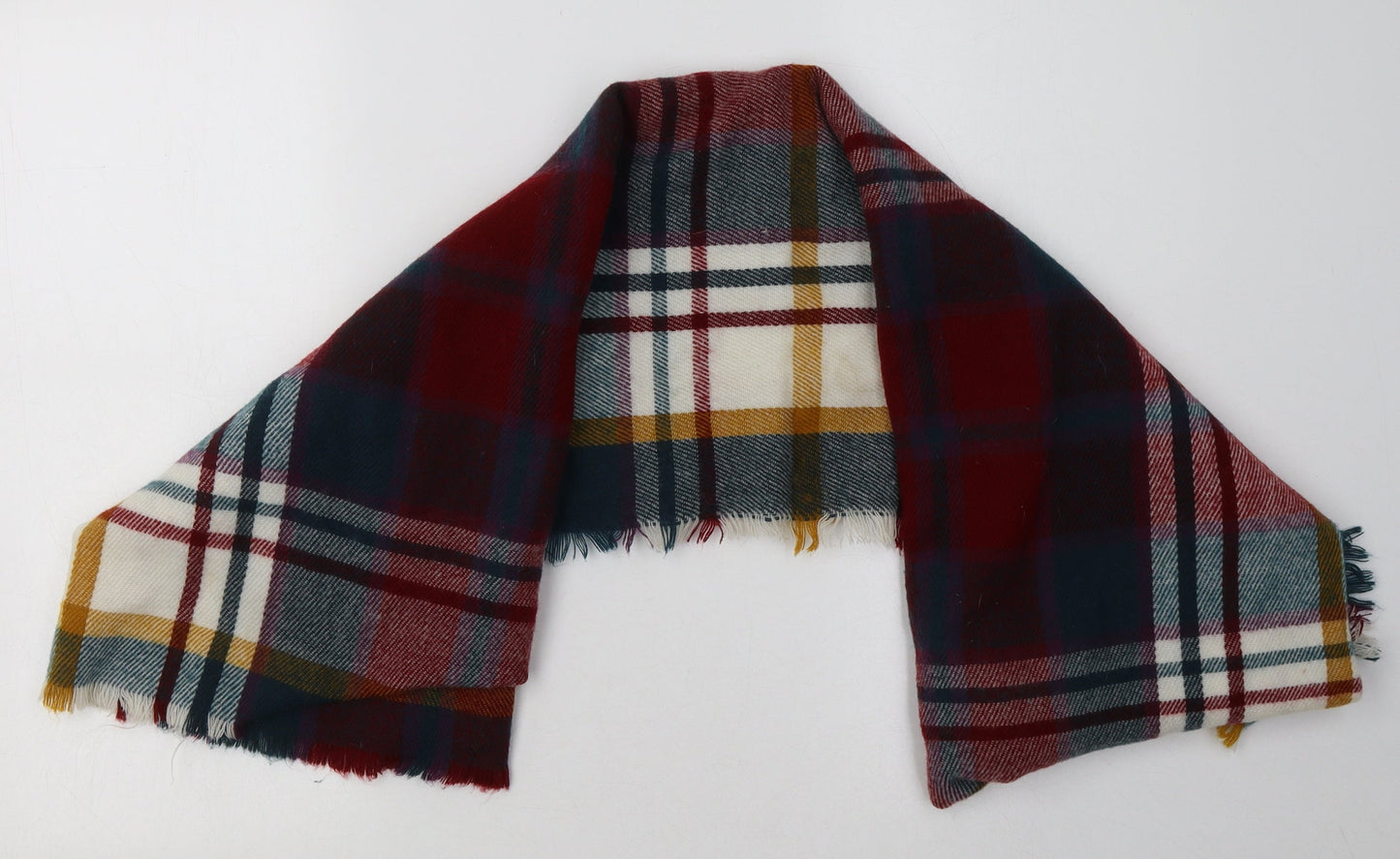 Preworn Womens Red Check Acrylic  Scarf