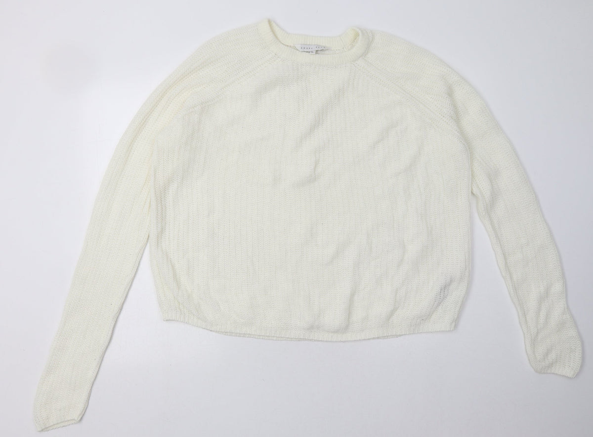 Additional front view of amara reya women’s white acrylic pullover sweatshirt, size XL, pullover