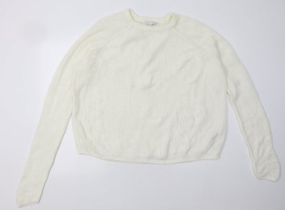 Additional front view of amara reya women’s white acrylic pullover sweatshirt, size XL, pullover