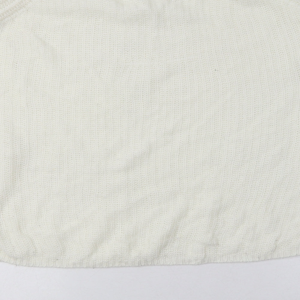 Brand and care label for amara reya women’s white acrylic pullover sweatshirt, size XL, pullover