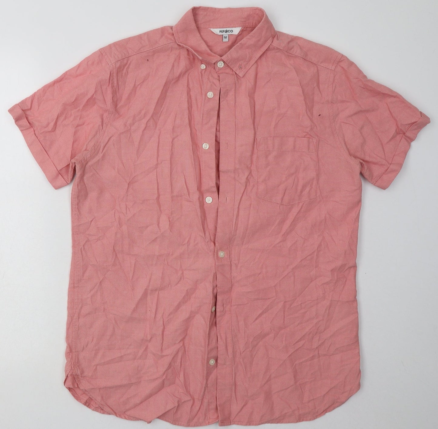 Mens UK Size M pep&co Red  Button-Up Short Sleeve Casual Shirt