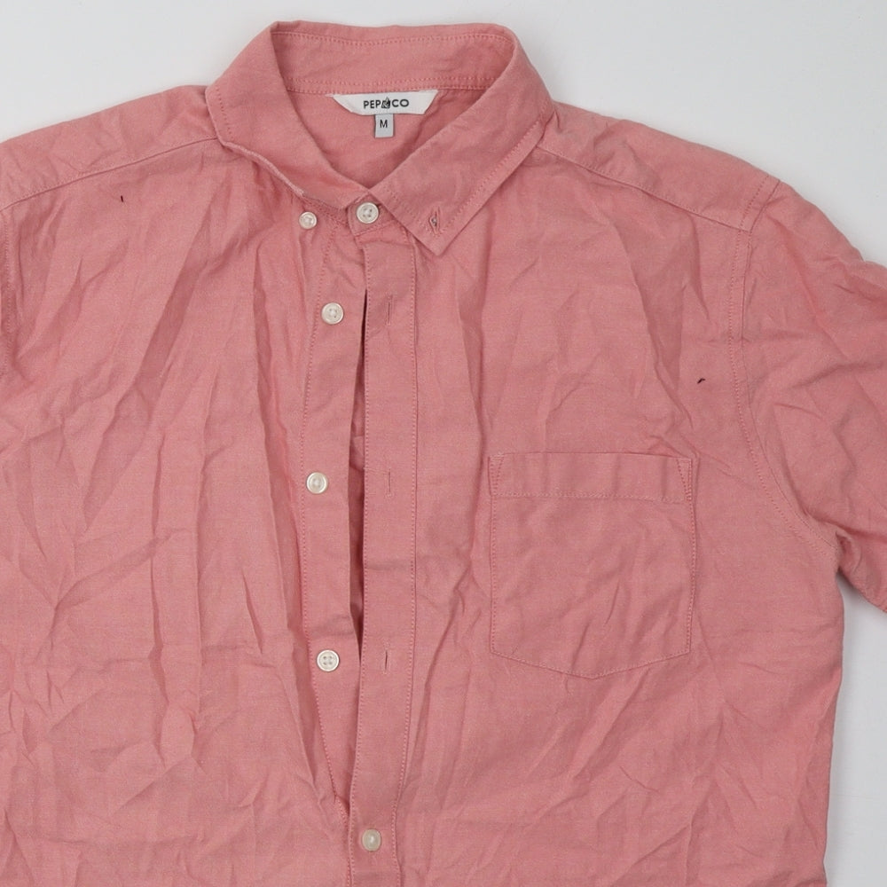 Mens UK Size M pep&co Red  Button-Up Short Sleeve Casual Shirt