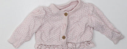 George Girls Pink  Cotton Cardigan Jumper Size 0-3 Months  Button