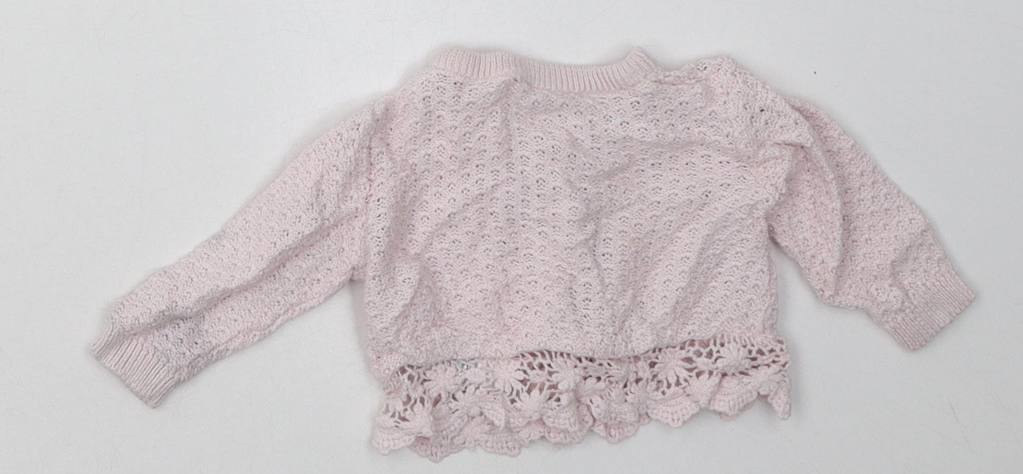 George Girls Pink  Cotton Cardigan Jumper Size 0-3 Months  Button