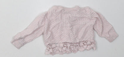 George Girls Pink  Cotton Cardigan Jumper Size 0-3 Months  Button