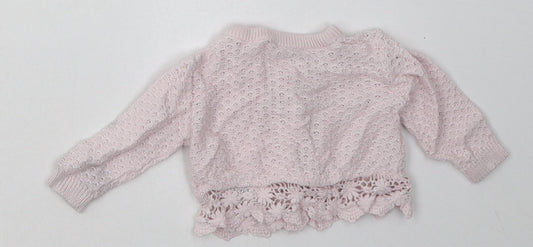 George Girls Pink  Cotton Cardigan Jumper Size 0-3 Months  Button