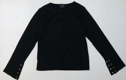 Additional front view of evie women’s black cotton pullover sweatshirt, size UK 10, pullover