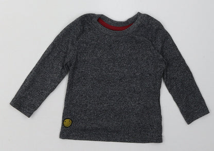 Additional front view of Primark boys’ grey cotton basic casual, size 9-12, months crew neck pullover