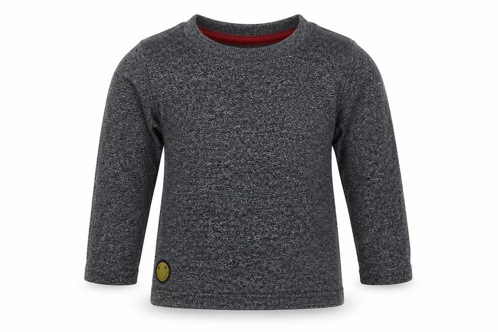 Front view of Primark boys’ grey cotton basic casual, size 9-12, months crew neck pullover