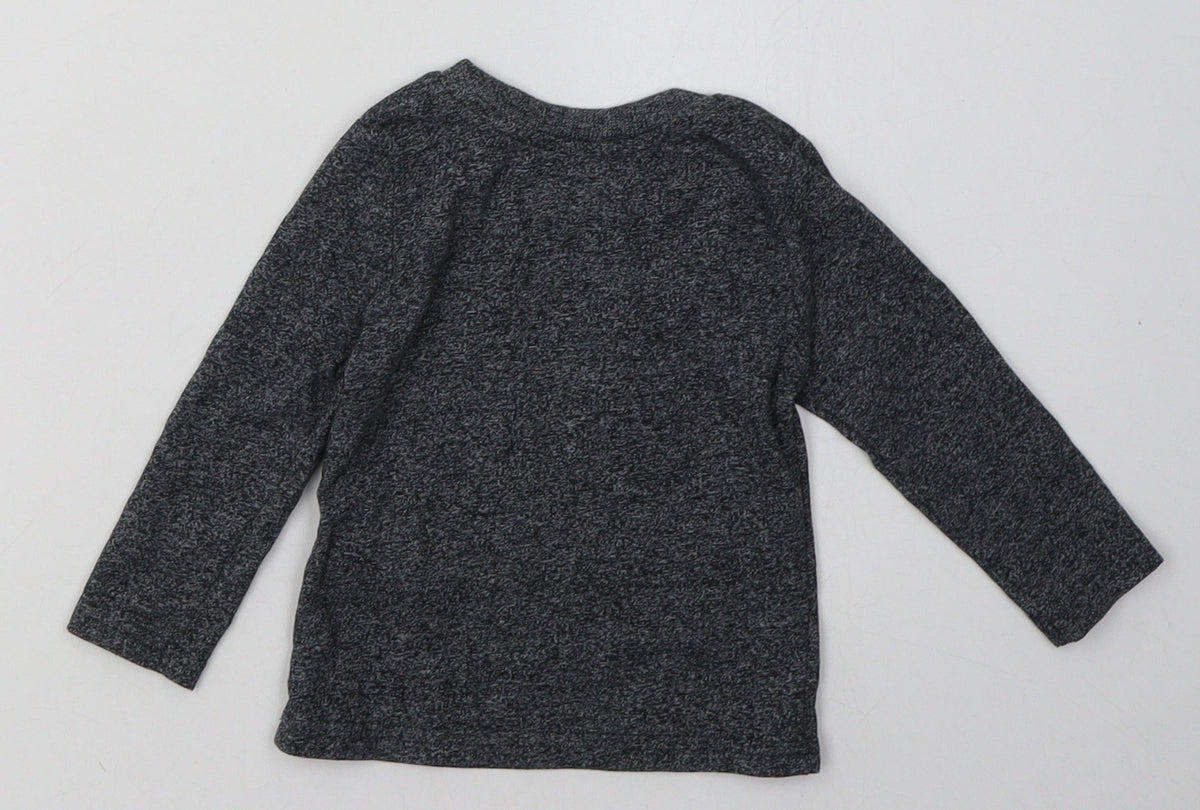 Back view of Primark boys’ grey cotton basic casual, size 9-12, months crew neck pullover