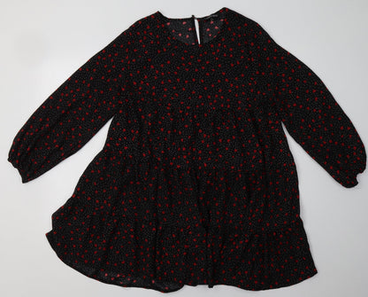 Cameo Rose Womens Pink Geometric Polyester A-Line  Size S  Crew Neck Button - Heart Print