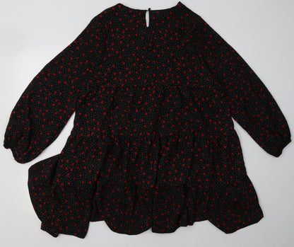 Cameo Rose Womens Pink Geometric Polyester A-Line  Size S  Crew Neck Button - Heart Print