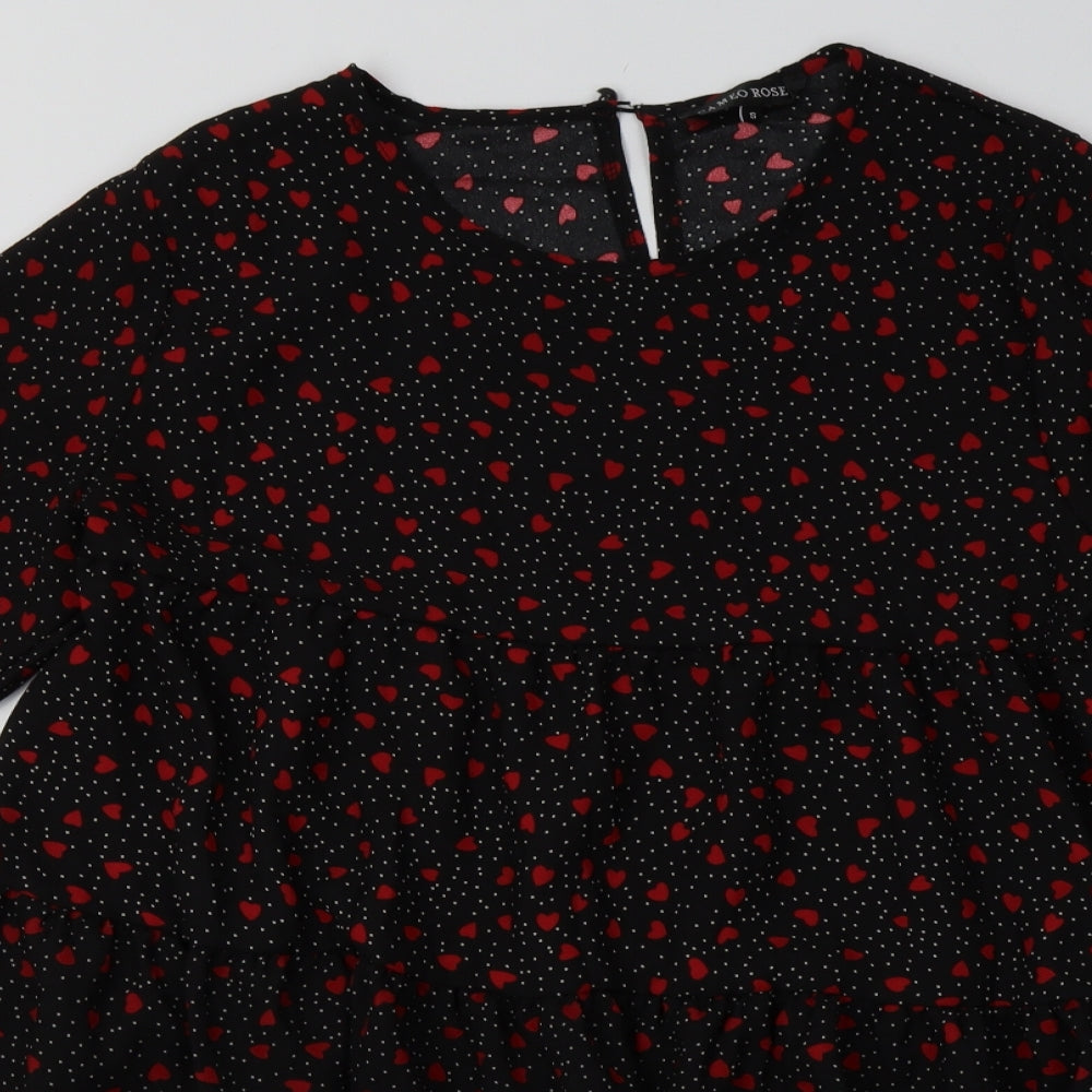Cameo Rose Womens Pink Geometric Polyester A-Line  Size S  Crew Neck Button - Heart Print