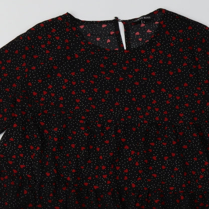Cameo Rose Womens Pink Geometric Polyester A-Line  Size S  Crew Neck Button - Heart Print