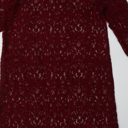 Monsoon Womens Red Geometric Nylon A-Line  Size 12  Crew Neck Pullover