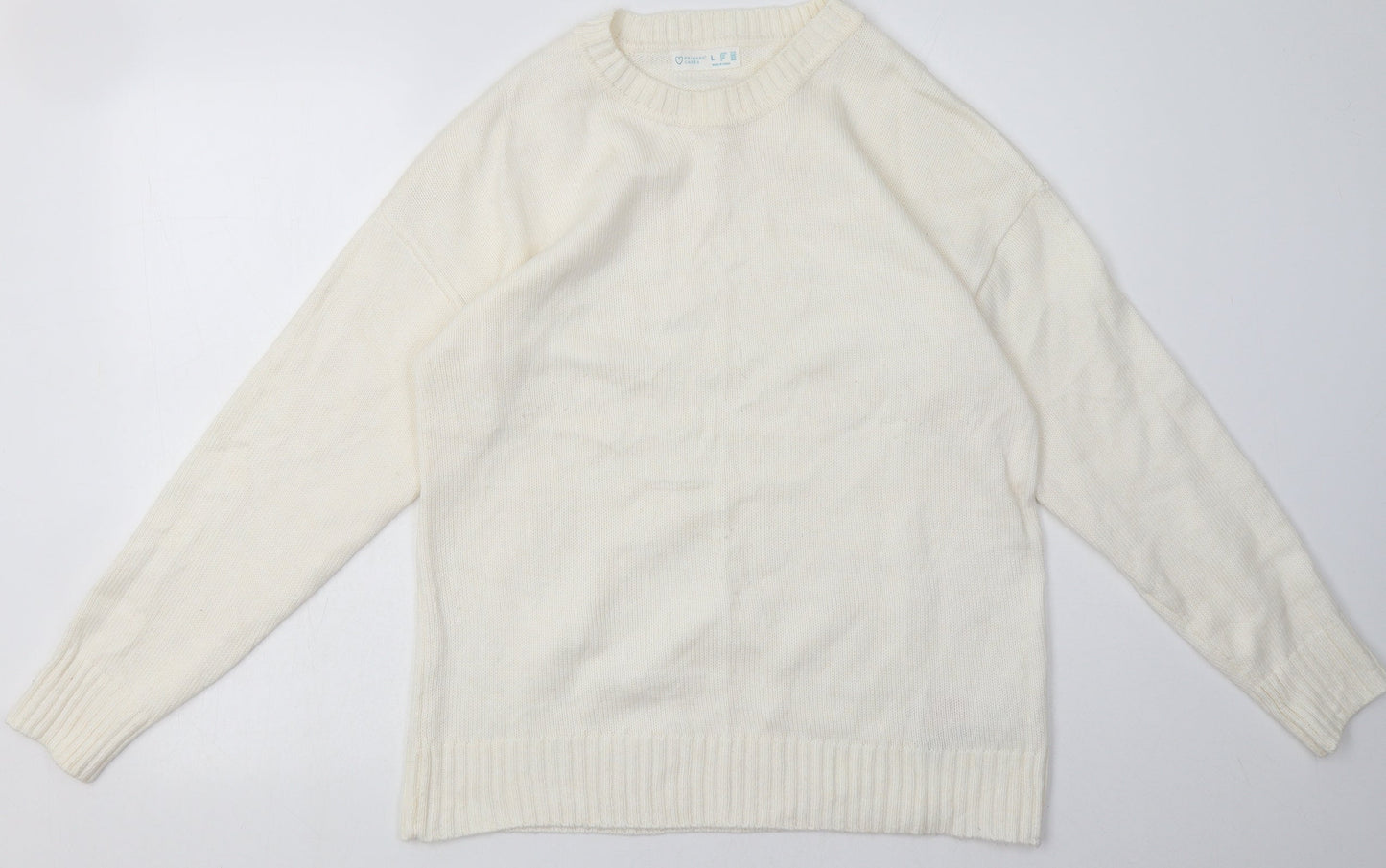 Primark Womens White  Acrylic Pullover Sweatshirt Size L  Pullover