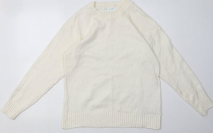 Primark Womens White  Acrylic Pullover Sweatshirt Size L  Pullover